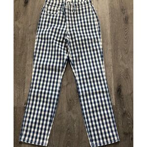 J Crew Jeans Womens 26 High Rise‎ Vintage Straight Gingham Blue White Check NEW